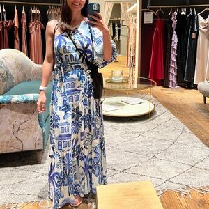 Farm rio long one shoulder dress